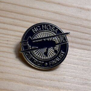 NC HOSA District Finalist Pin Gold & Blue Metal Round Lapel Badge